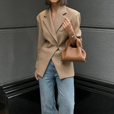 Women Suit Coat Ladies Elegant Overcoat纯色薄款职业西装外套