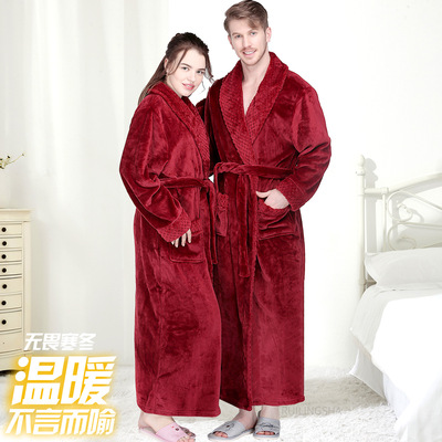 Men/Women Bathrobe Bath Robe Sleep秋冬加绒保暖睡袍女男浴袍