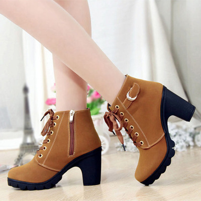 Women Shoes Ladies High Heels boots 40 42 松糕厚底短靴女靴