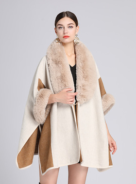 Women Poncho Autumn Winter Cape Shawl Cloak Coat斗篷披肩外套