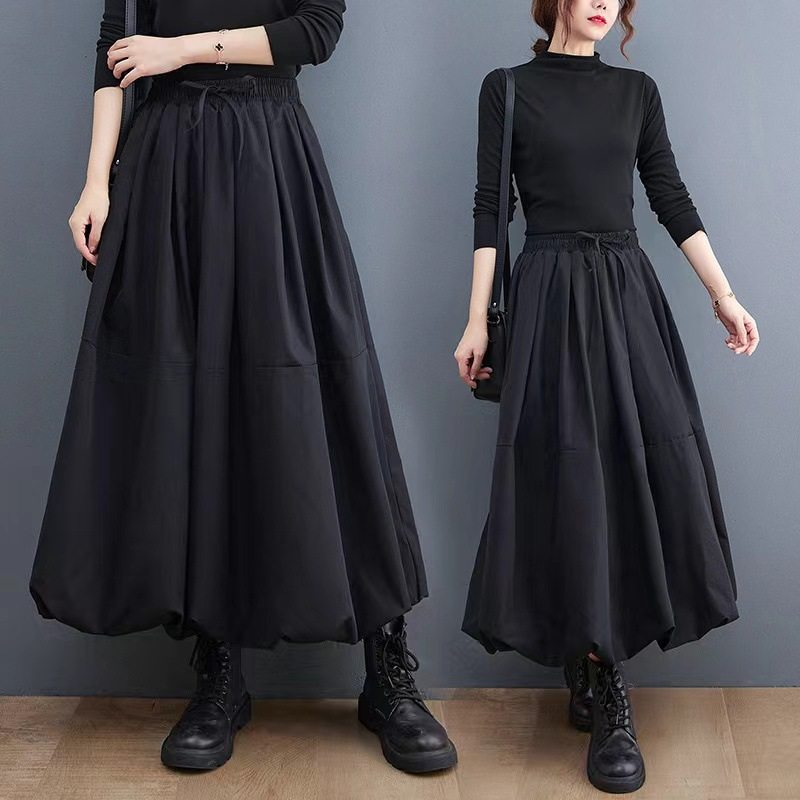 秋冬女半身裙高腰松紧蓬蓬裙黑色Women Black Skirts High Waist,女装/女士精品,大码半身裙,淘宝优惠券,粉丝福利购,淘宝优惠卷