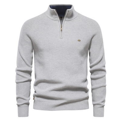 Men stand-up collar trendy sweater Pullover立领针织衫毛衣男
