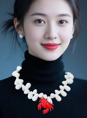 2025新款红色螃蟹项链女小众设计感高级轻奢气质百搭锁骨链颈链