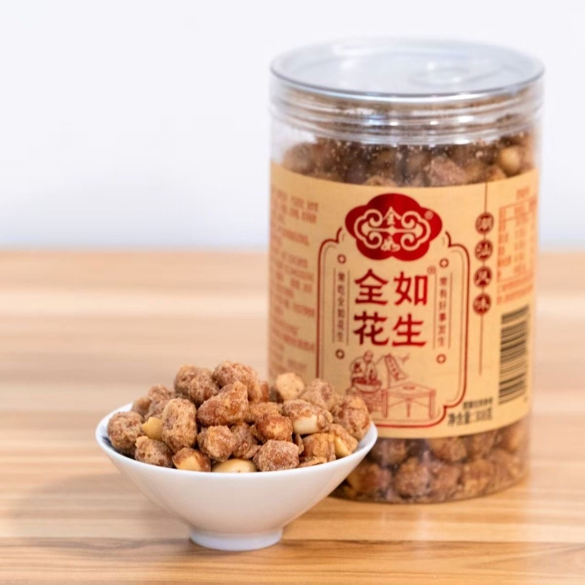 全如米浆油炸花生米香酥花生休闲零食下酒菜脆皮小吃罐装 308g/瓶