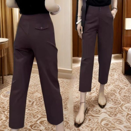 高腰通勤九分裤遮肉提臀休闲裤子