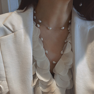 Levicki天然炫彩巴洛克珍珠项链满天星气质百搭毛衣链叠戴纯银