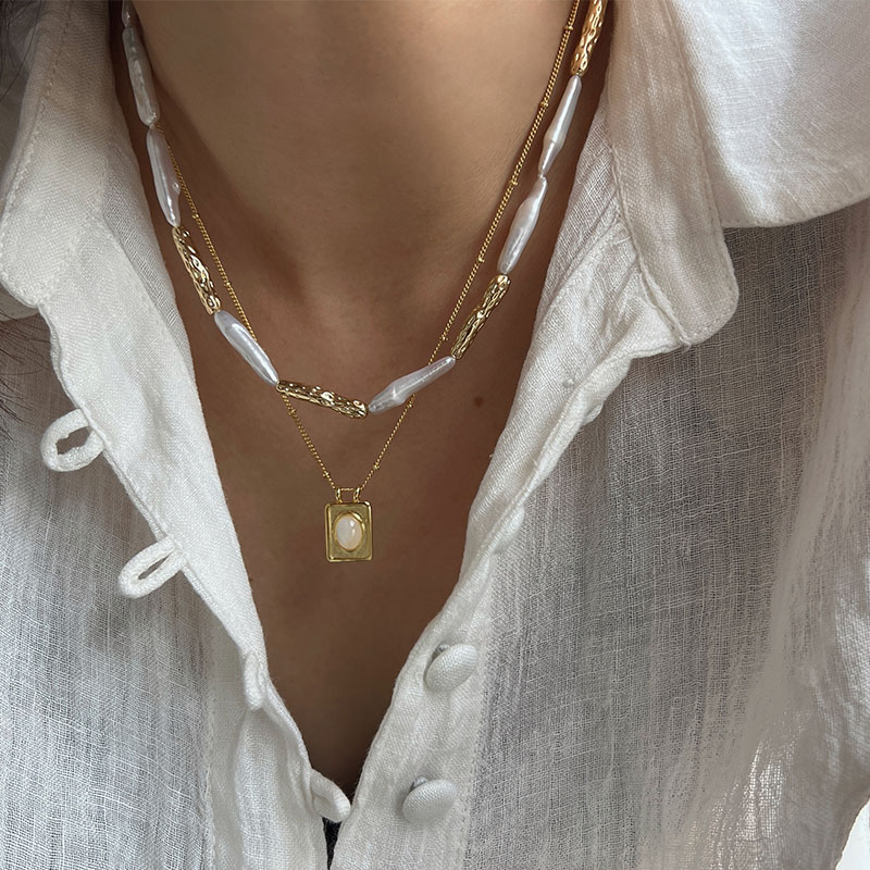 时尚欧美天然巴洛克锁骨链