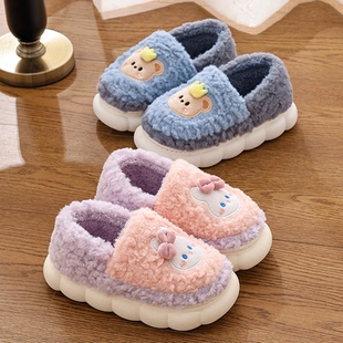 2025棉拖鞋包跟女童冬季室内防滑居家保暖软底毛毛棉拖鞋潮童