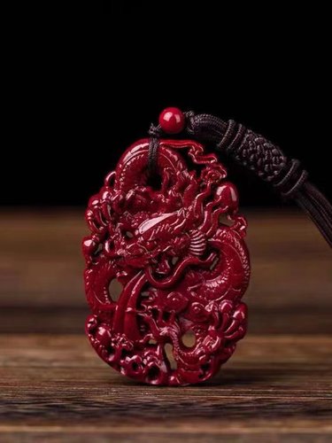 龙牌双面转运朱砂男礼物雕刻挂件