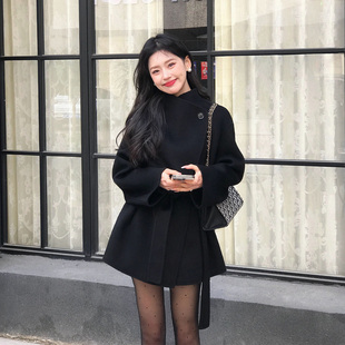 100%羊毛韩系双面呢大衣女超好看小个子高级感收腰气质羊毛呢外套