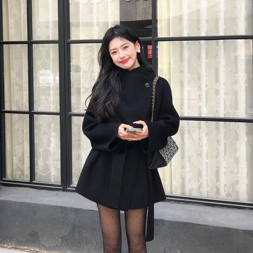 100%羊毛韩版高级感双面呢大衣女