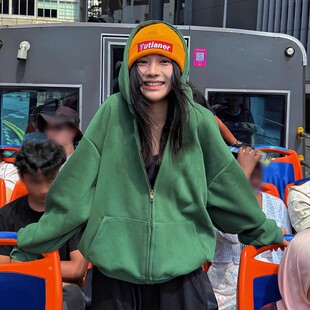 墨绿色连帽卫衣外套女2025新款早秋季拉链开衫美式慵懒风chic