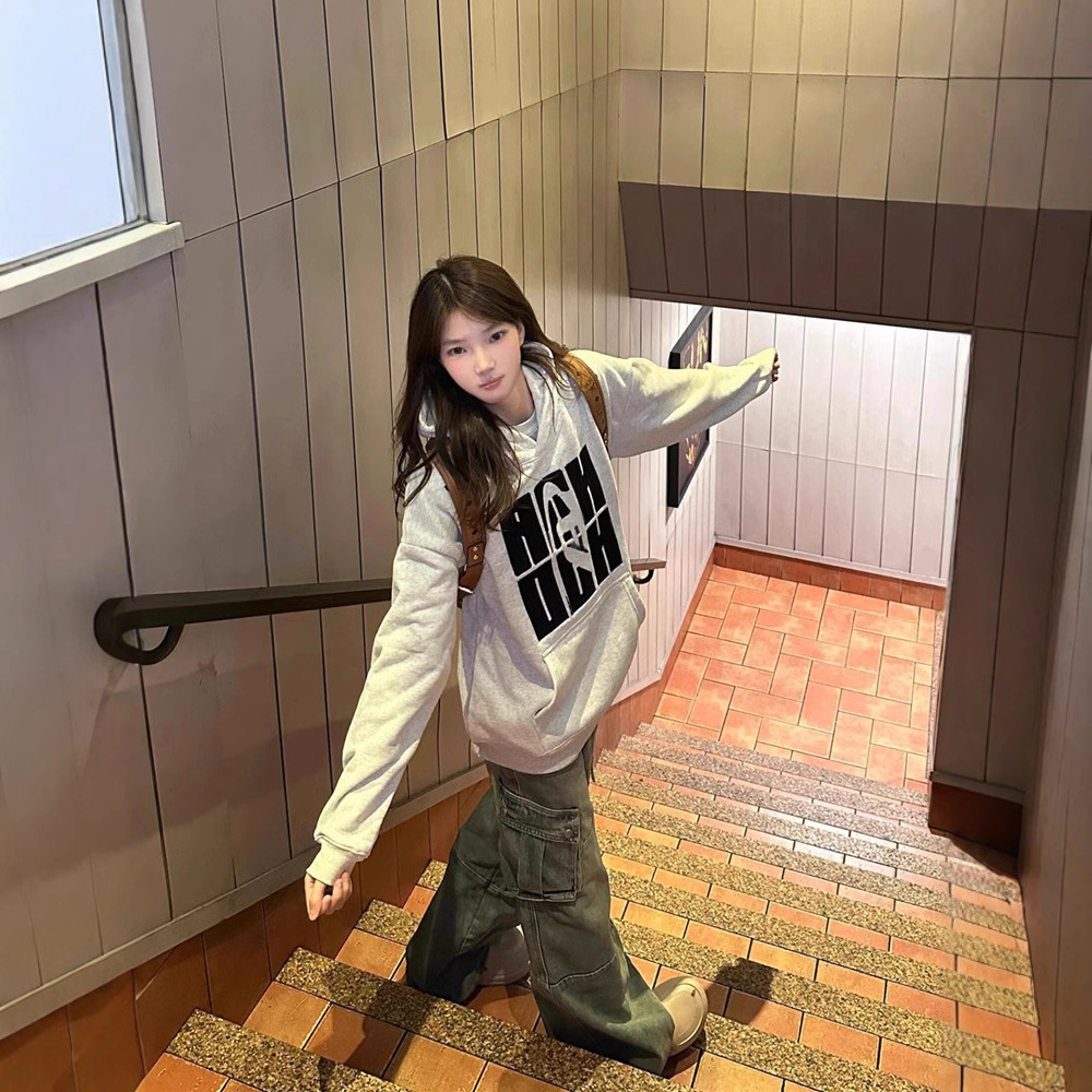 重磅连帽卫衣男女同款2024秋冬新款加厚加绒慵懒风宽松外套上衣