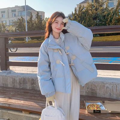 羽绒棉服女2025年新款牛角扣棉袄女短款棉衣宽松学生棉服冬季外套