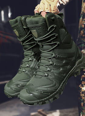 跨境大码作战靴男士户外登山鞋训练靴高帮男军绿色黑色靴子沙漠靴