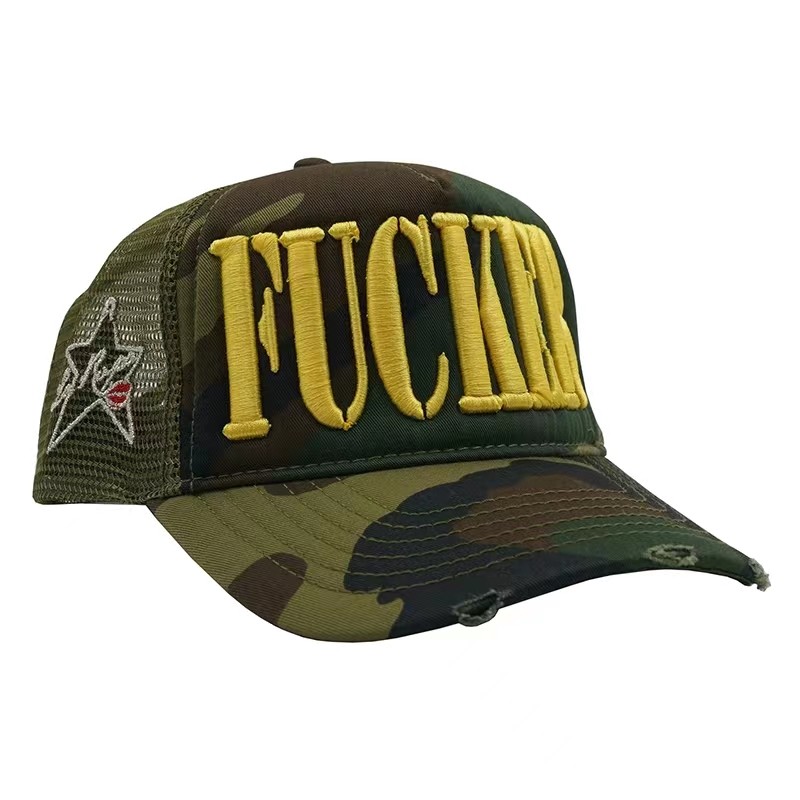 thumbnail for LaRopa Street Outdoor Alphabet Embroidery Baseball Cap Army Green Camouflage Mesh Breathable Cap Truck Driver Cap