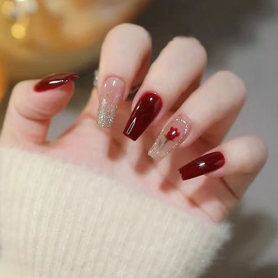 广州红色玫瑰手工定制穿戴甲