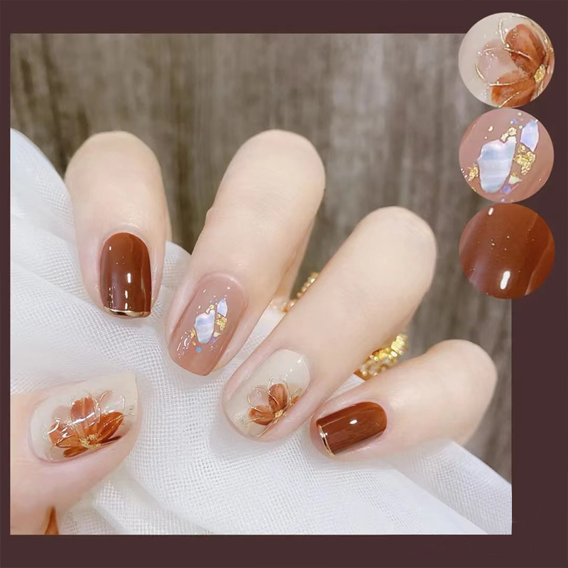 指间美广州冰茶花美甲手工穿戴甲