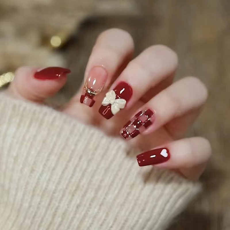 广州新年豹纹法式手工定制穿戴甲