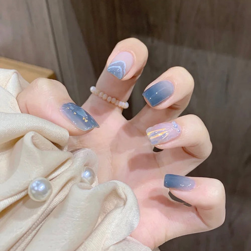 冰透渐变立体贝壳手工成品美甲