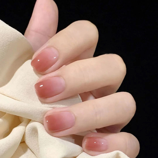 美甲贴春秋甜美显白水红冰透渐变手工光疗穿戴式 可拆卸假指甲贴片