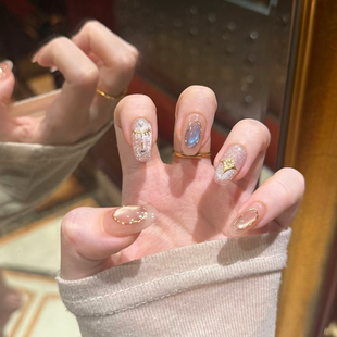 雅典娜秋季 复古异域风巴洛克猫眼美甲鎏金浮雕手工定制穿戴甲 新款