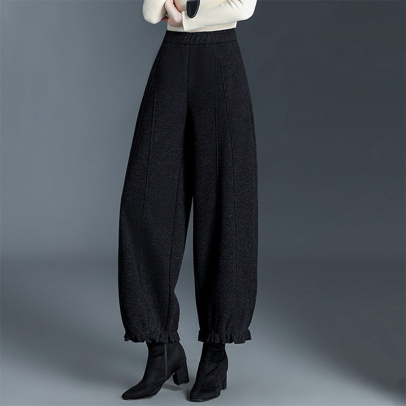 木耳边花苞裤2025冬季新款显瘦宽松阔腿九分小个子气质毛呢灯笼裤,女装/女士精品,休闲裤,淘宝优惠券,粉丝福利购,淘宝优惠卷