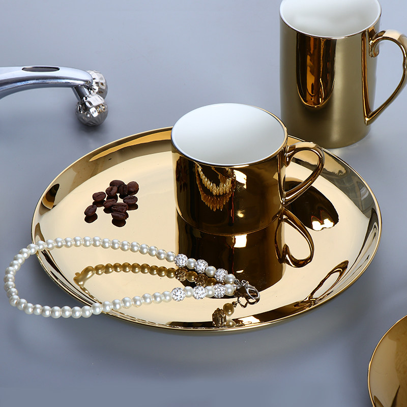 Aiershan Nordic cup gold and silver Bone China western food plate