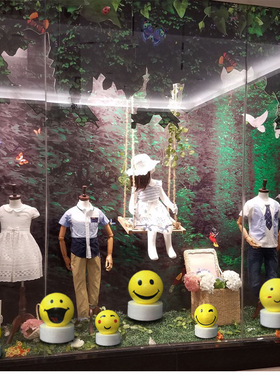 秋季美陈橱窗装饰布置创意笑脸雕塑摆件商场dp点扶梯道具节日装扮