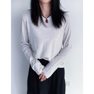 此时@思齐 软垂亲肤 含羊毛双层圆领基础打底T恤女长袖2026春季