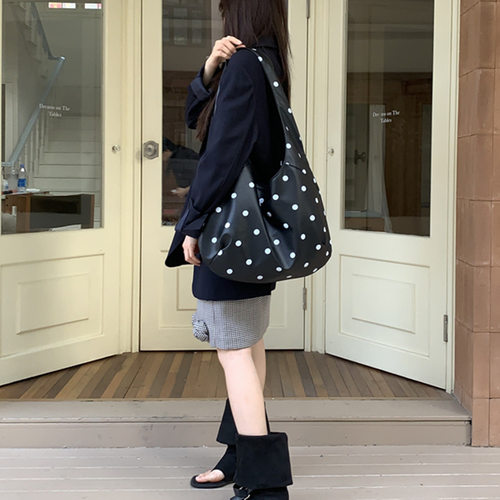 肥肥自制复古波点大容量托特包