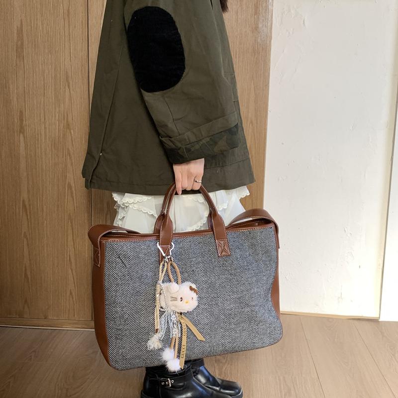 肥肥自制托特包大容量毛呢