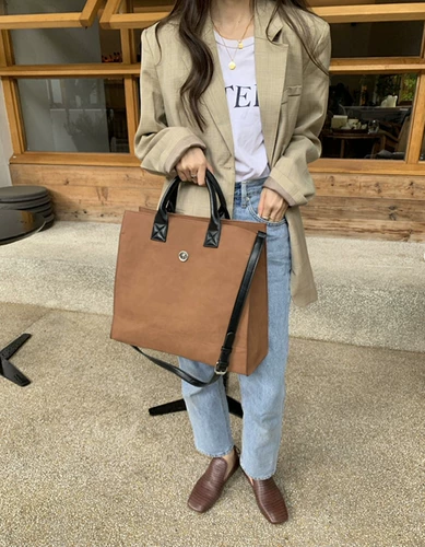 Демисезонная ретро матовая портативная вместительная и большая сумка через плечо, Южная Корея