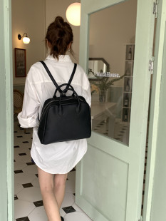 肥肥自制大容量包包女2025新款 荔枝纹黑色小众百搭手提包双肩背包