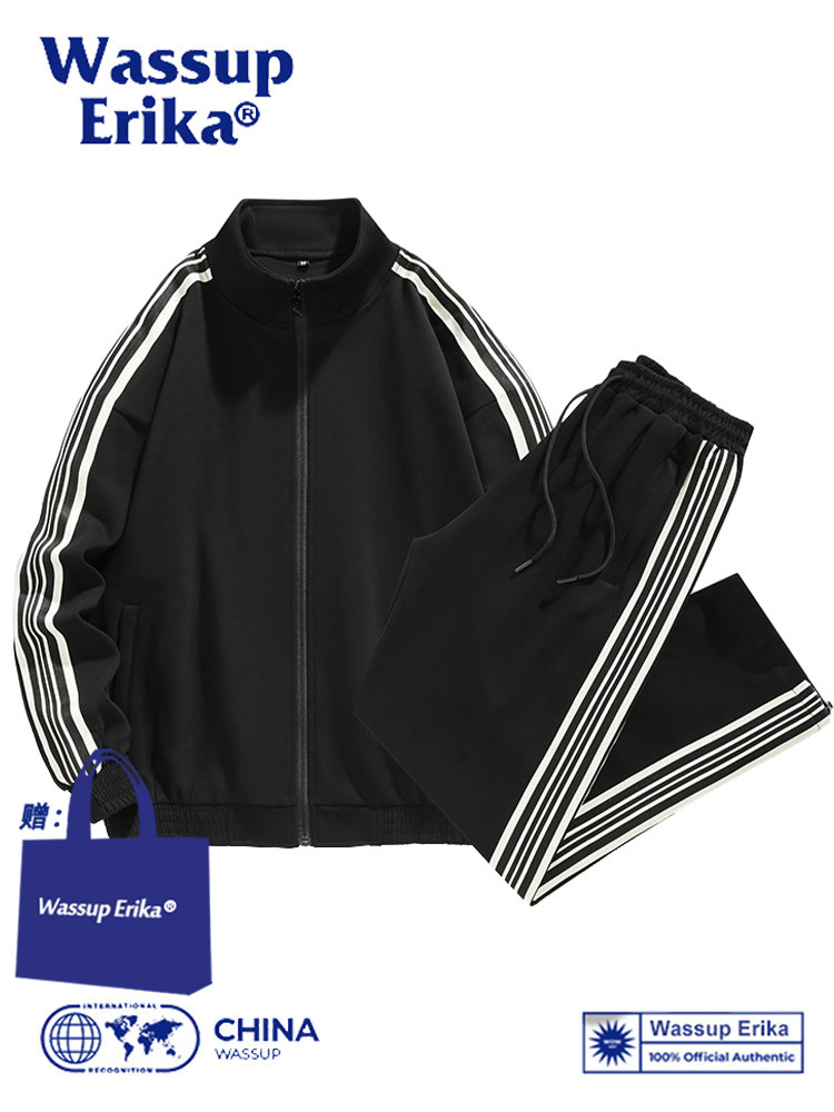 WASSUP 캐주얼 스포츠 정장 남성 느슨한 커플 다목적 봄 가을 스웨터 자켓 트렌디 브랜드 여성 운동복