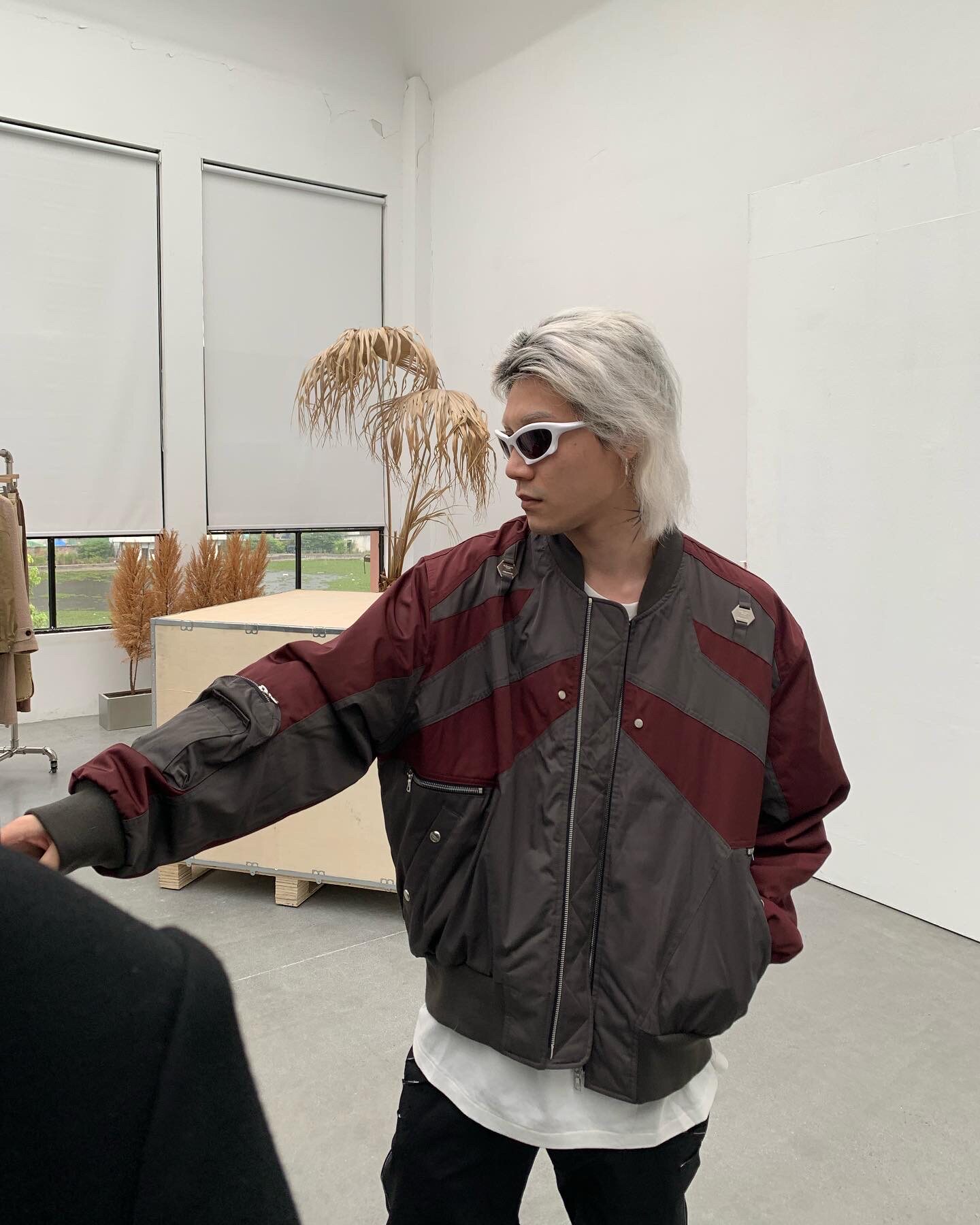 undermycar far22fw灰红机能boomber撞色夹克拼接棉服外套vibe男