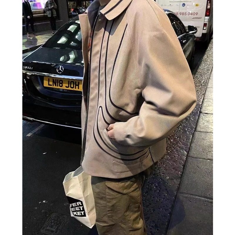 kiko kostadinov 撞色线条拼接解构拉链宽松夹克外套金晓钟同款