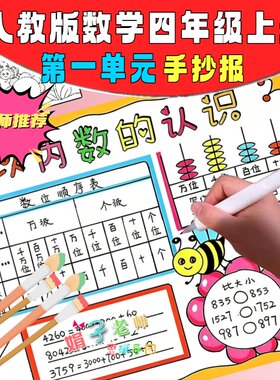 人教版小学数学四年级上册第一单元万以内数的认识手抄报思维导图