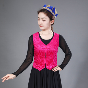 新疆舞蹈马甲新款广场短款演出服坎肩维吾尔族背心上衣民族舞蹈服