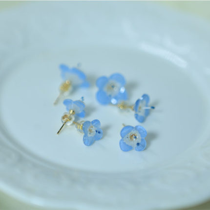 拾花纪原创 汉服配饰 阿拉伯婆婆纳热缩耳钉 耳饰  古风