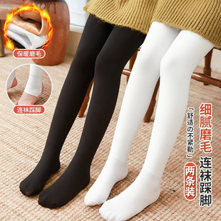 春秋冬儿童连裤袜女童打底裤袜外穿白色舞蹈袜宝宝丝袜加绒加厚
