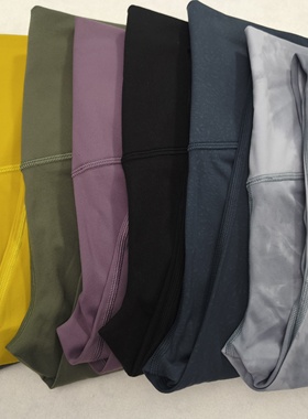 工厂尾货基础款瑜伽裤四面弹力磨毛中高腰小腿裤腰部隐藏口袋健身