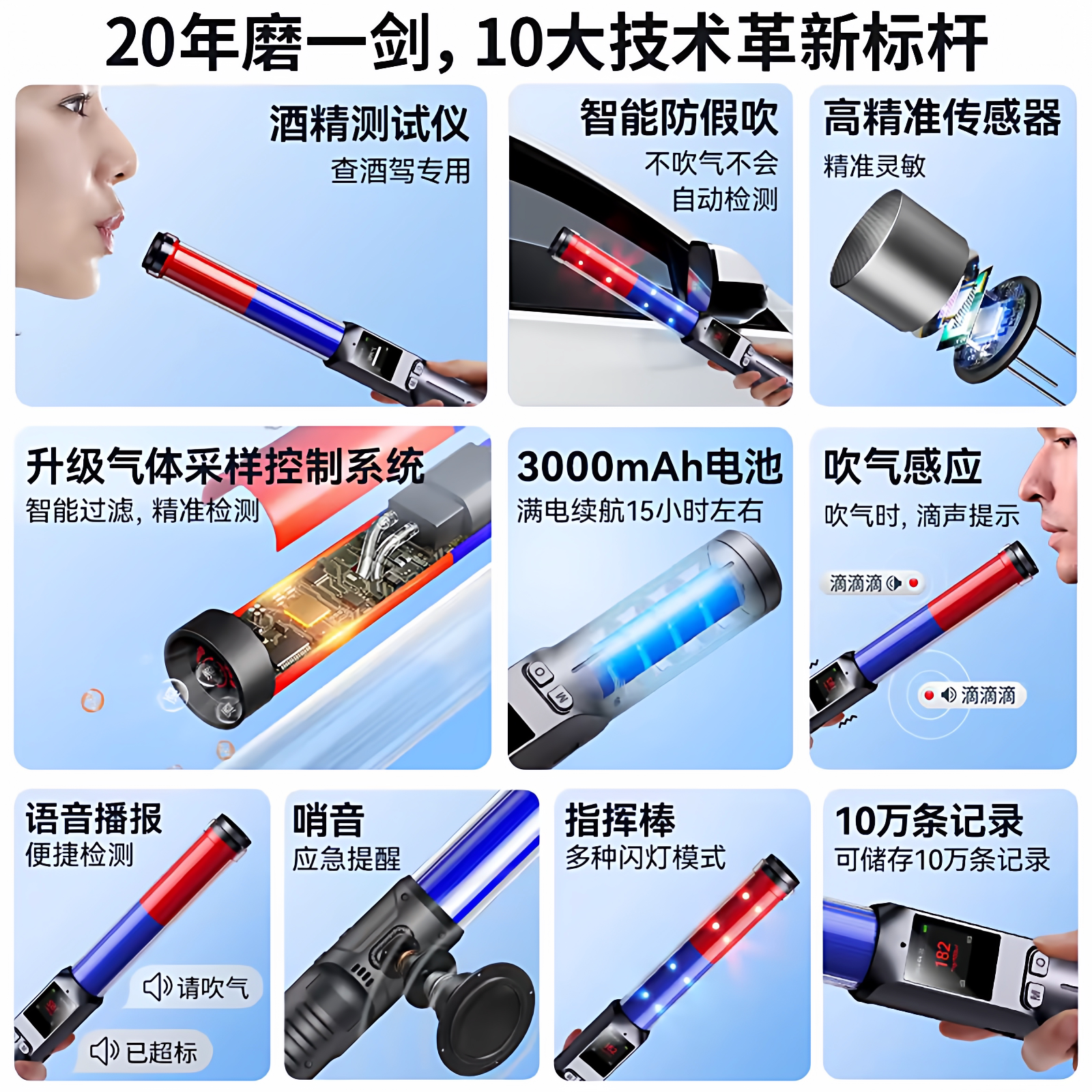 酒精测试仪吹气式测酒驾专用排查测酒器高精度测量仪图片