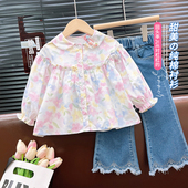 娃娃衫 韩韩良品女童纯棉甜美衬衫 长袖 2025新款 女宝宝印花上衣 春装