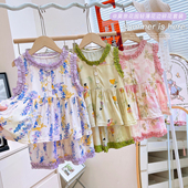 碎花背心七分裤 2025夏新款 两件套 莫奈花园棉绸套装 韩韩良品亲子装