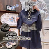 宝宝字母印花卫衣格子屁帘阔腿裤 新款 休闲两件套 2026春季 女童套装