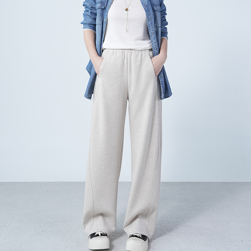 天丝绵羊毛阔腿裤女2025秋冬新款