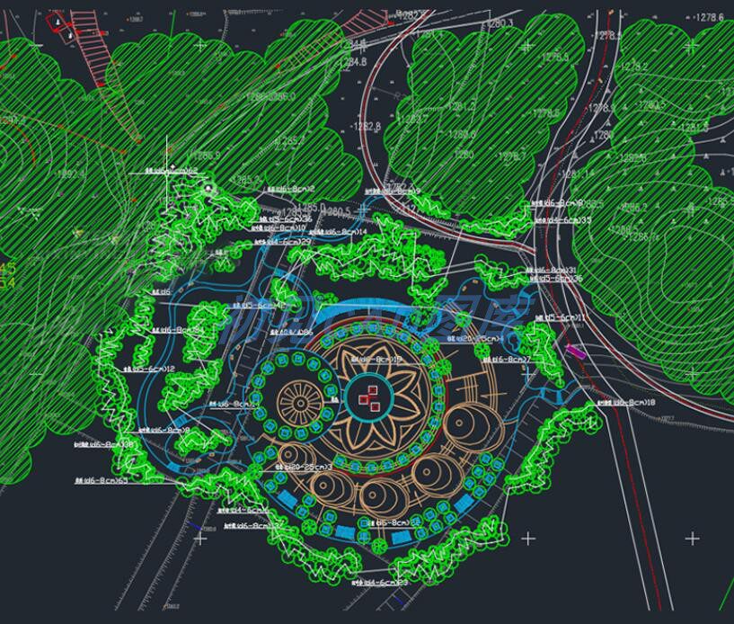 238全套cad施工图园林景观公园小游园滨水湿地广场规划平面设计方