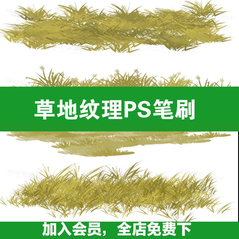 91草地纹理PS笔刷procreate景观设计地被效果分析图草坪特效素材