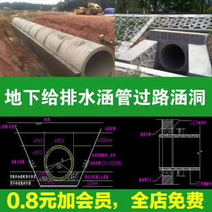 地下给排水涵管过路涵洞圆管检查井连接节点 钢筋混凝土CAD施工图
